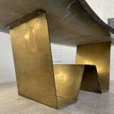 Addor 60s sculptural marble and brass coffee table