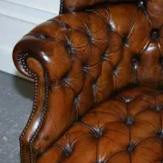 Chesterfield Porter Wingback Chair in Hand-Dyed Leather