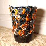 Fat lava vase - ocean rockery - handmade - vintage
