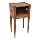Table de chevet ancienne en bois, poignées latérales ajourées, fin XIXe