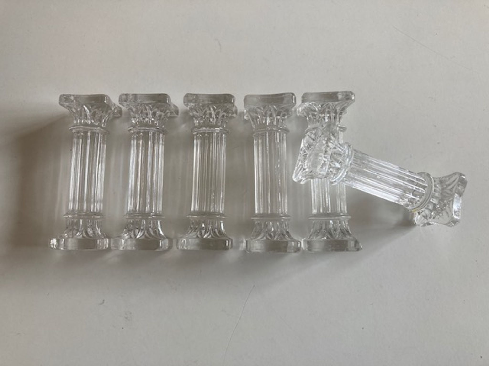 Set of 6 knife holder columns greek revival 1960 in ringing crystal