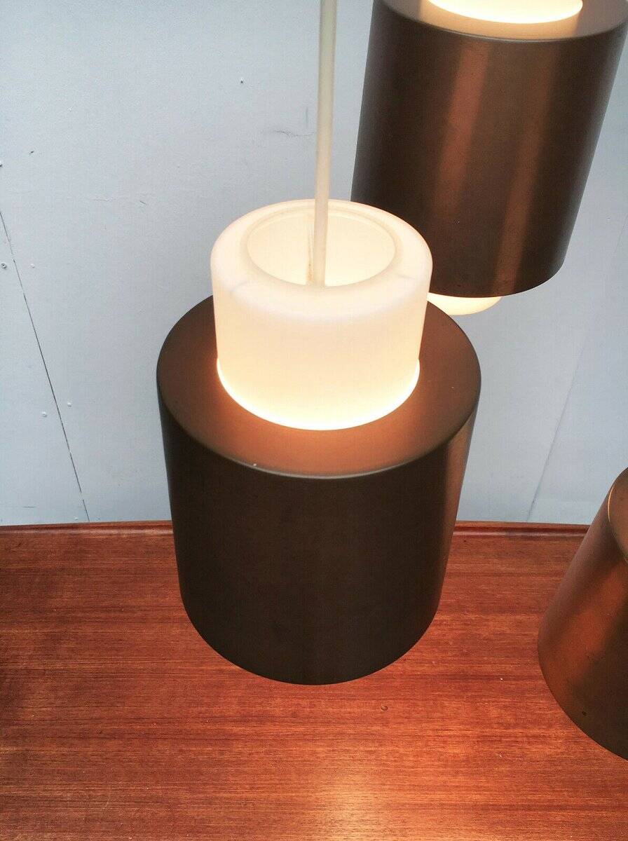 Triple cascade pendant lamp in copper and glass from the modern German space age of the mid-century by Staff, 1960s.