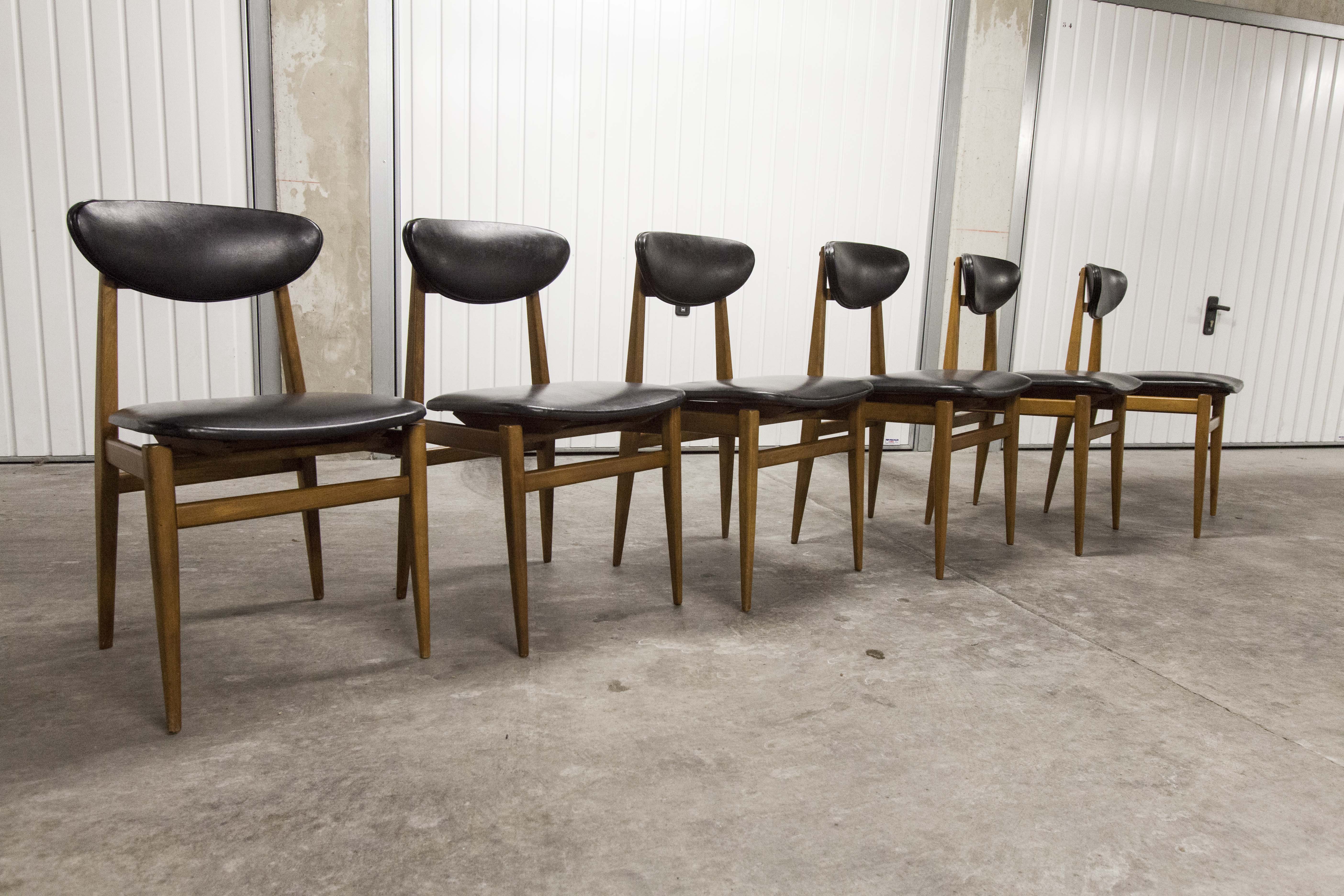 6 Teak chairs with oval back