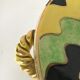 Coupe Vallauris sign with enamelled back green yellow golden black
