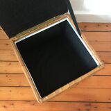 Vintage patchwork leather storage pouf circa 1960