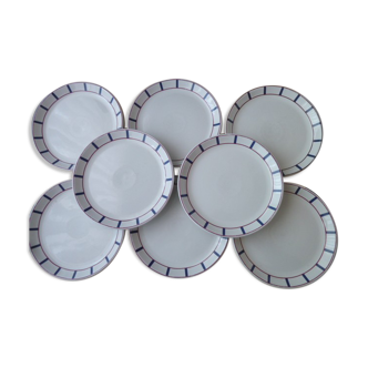 Set de 8 assiettes à dessert en grès véritable basque région et tradition    décor amatxi