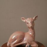 biche céramique porcelaine collection rose irisé bambi vintage décoration kitch 50 enfant bohème