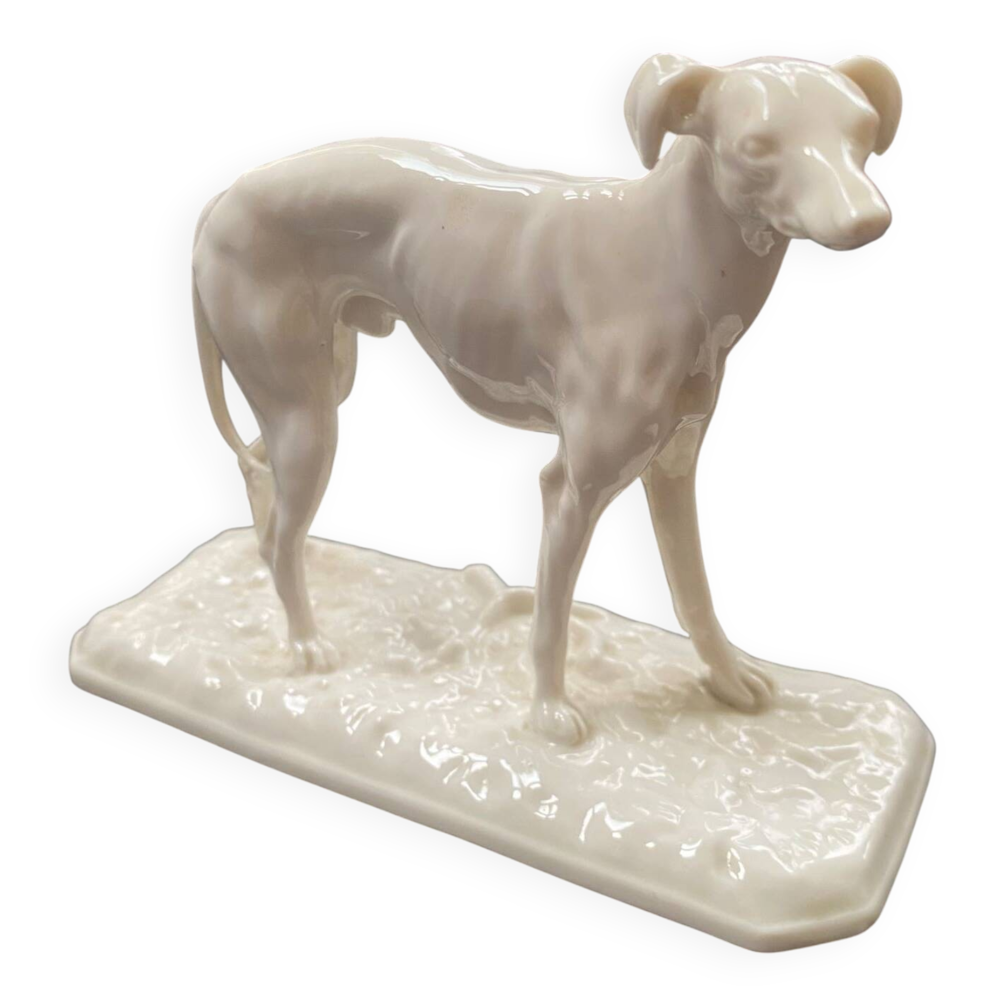 Nymphenburg porcelain greyhound sculpture signed PJ MENE