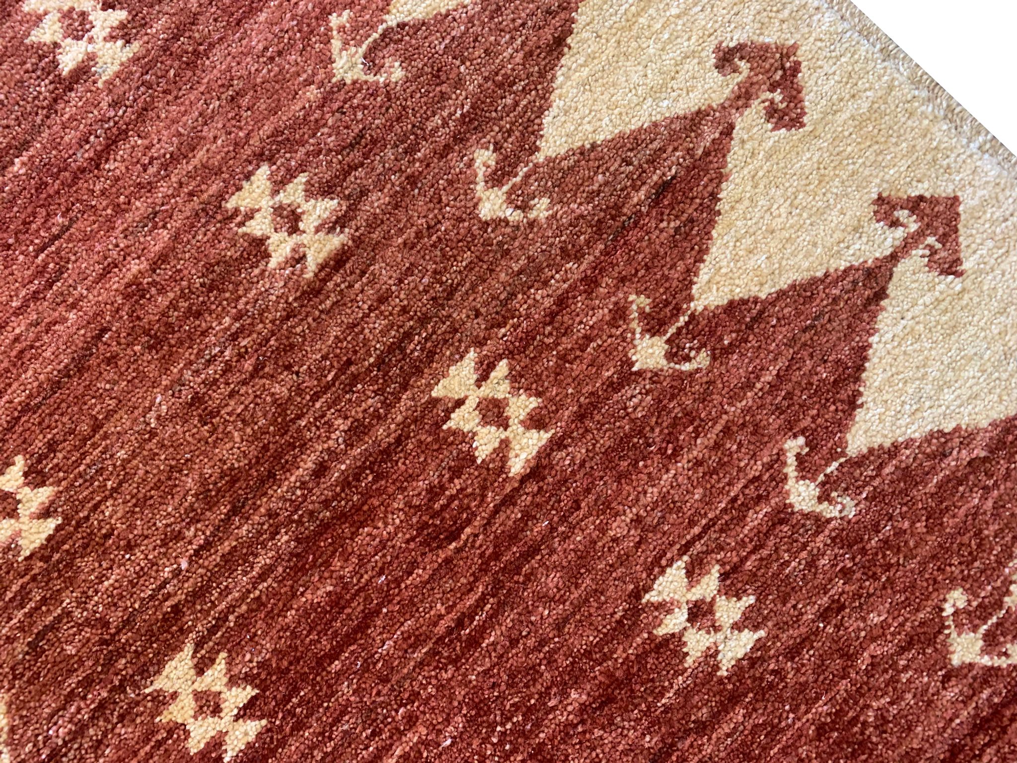 Vintage Afghan Ziegler Tapis Tissé à la main Rust Wool Runner - 77x450cm
