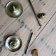 Set of two straight brass candlesticks.