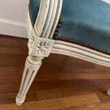 Blue velvet medallion armchair in Louis XVI style