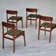 1960s, set of 4 Danish dinning chairs, solid teak wood, original condition.