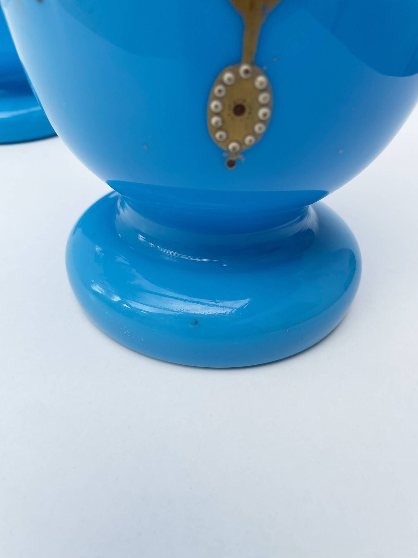 Pair of blue opaline vases