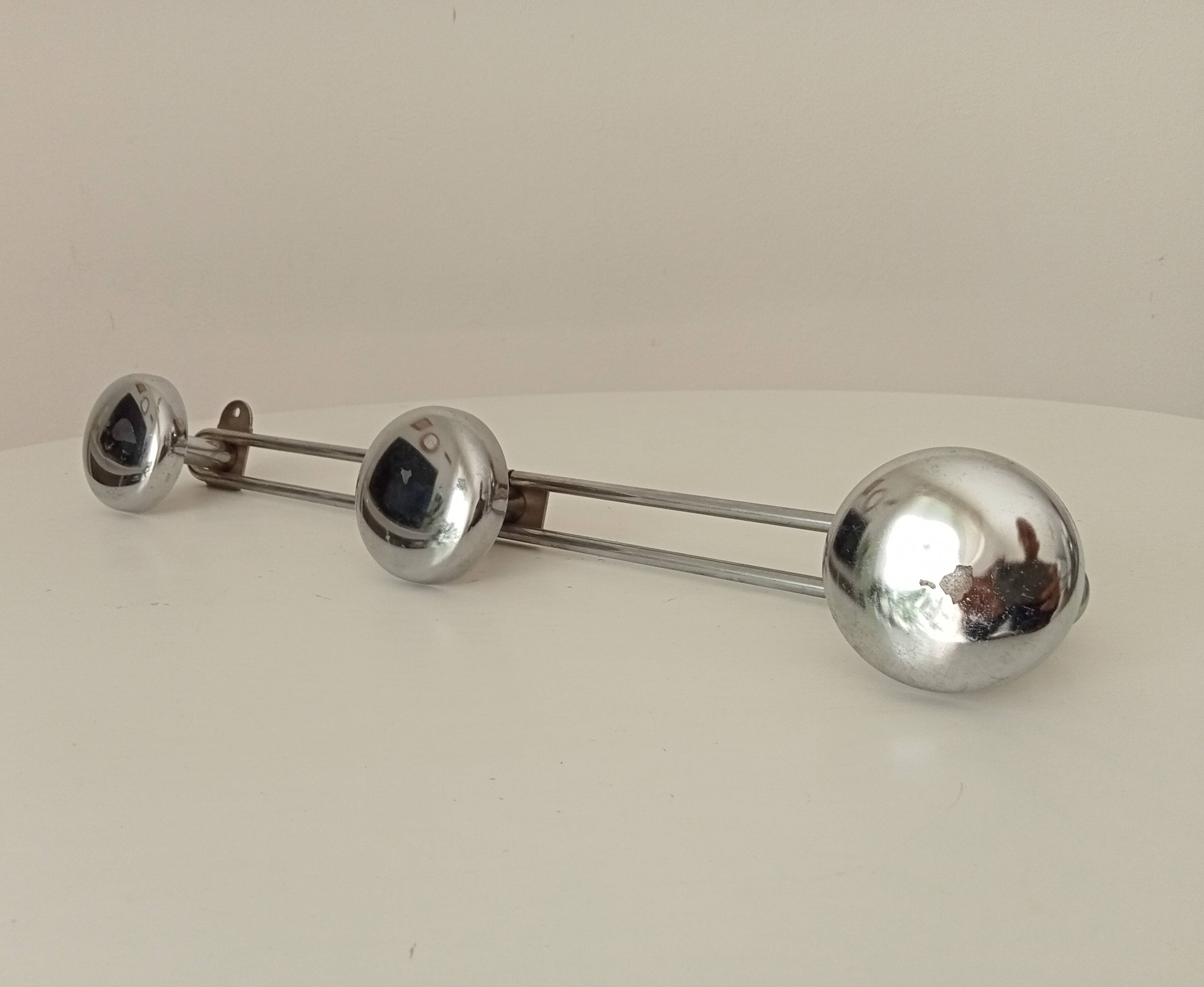Vintage chrome wall coat rack from the 70s