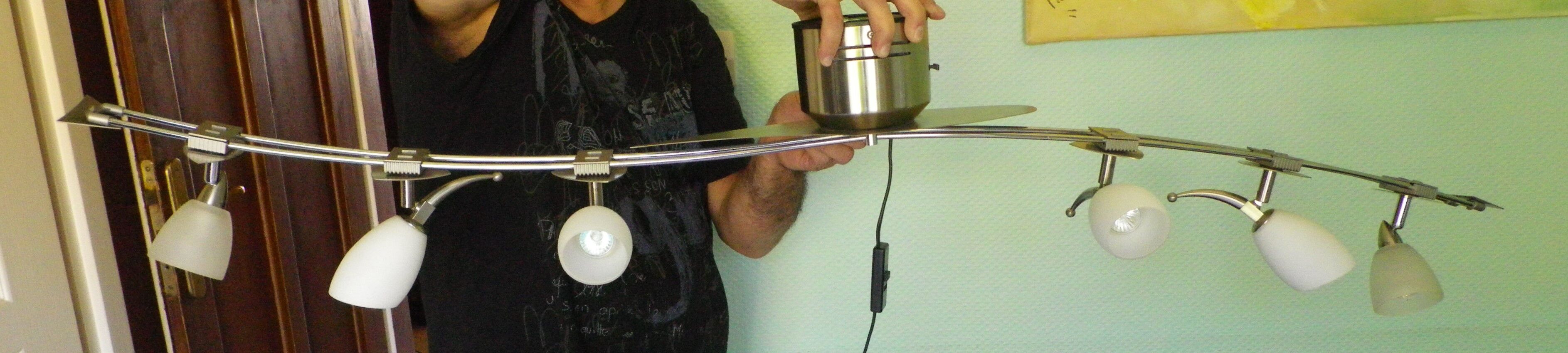 "Paulmann" 1m40 design hanging 6 lights anodized aluminium - 70s