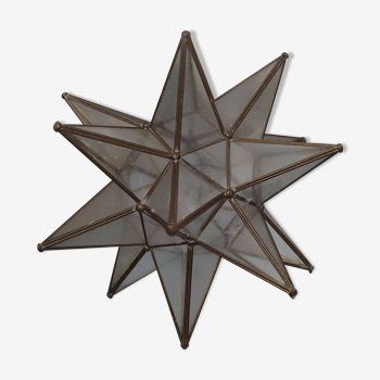 large glass star to hang 1950 glass and brass
