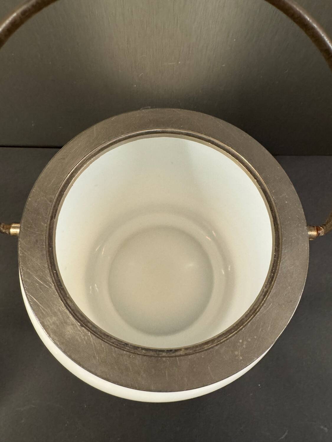 Antique white opaline glass candy dish, early 20th century