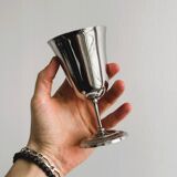 Set of 10 shiny silver metal stemmed cups