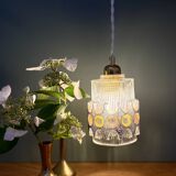 Vintage 70s glass tulip pendant light