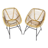A pair of wicker chairs, 1970s