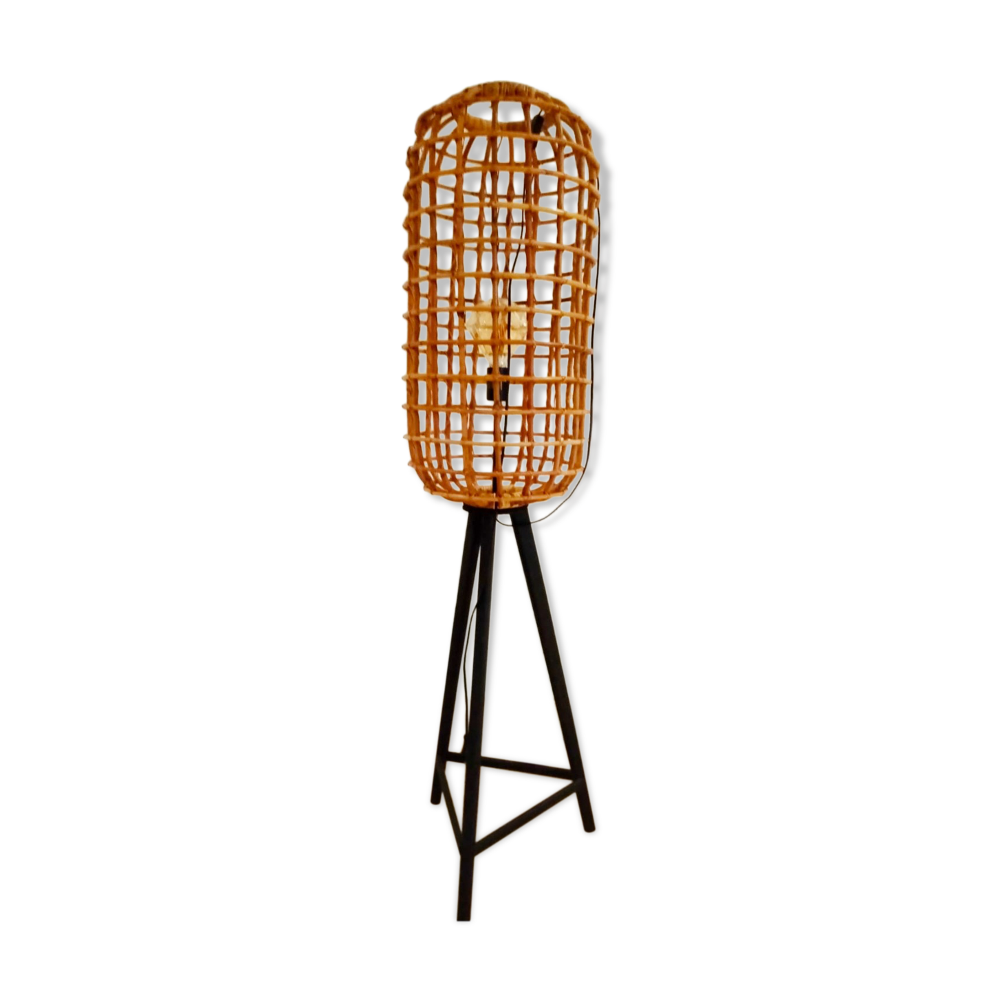 Wicker cage floor lamp