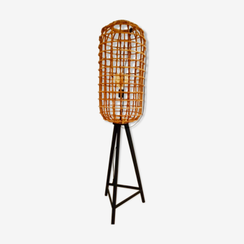 Lampadaire cage osier