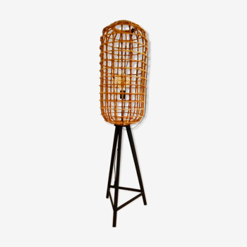 Wicker cage floor lamp