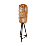 Wicker cage floor lamp