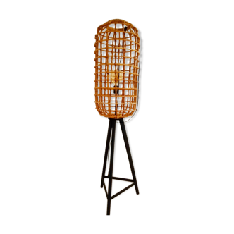 Wicker cage floor lamp