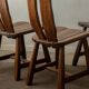 Brutalist Oak Dining Chairs Sculptural Backs by De Puydt, 1960s, Set of 4