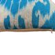 Silk Ikat Square Cushion Cover, Sky Blue Vintage Abraj, Handwoven, 16x16