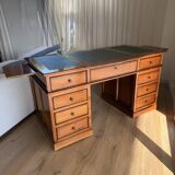 Minister Louis-Philippe's desk in solid cherry wood and leather.