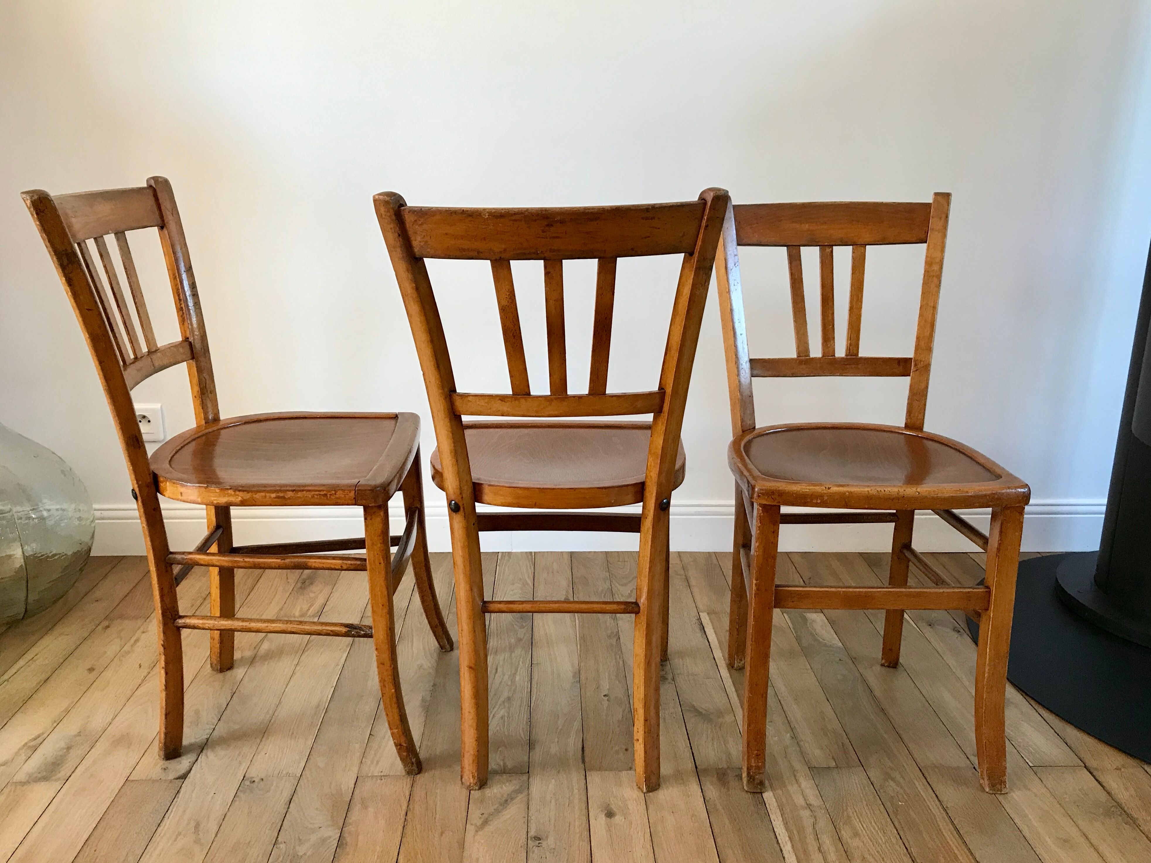 Trio de chaises bistrot Luterma années 50