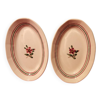 Pair of Armelle Sarreguemines hand-painted dishes
