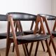 4 Danish chairs in Afromosia and skai model 205 by Thomas Harlev