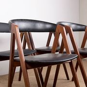 4 Danish chairs in afromosia and leatherette model 205 by Thomas Harlev