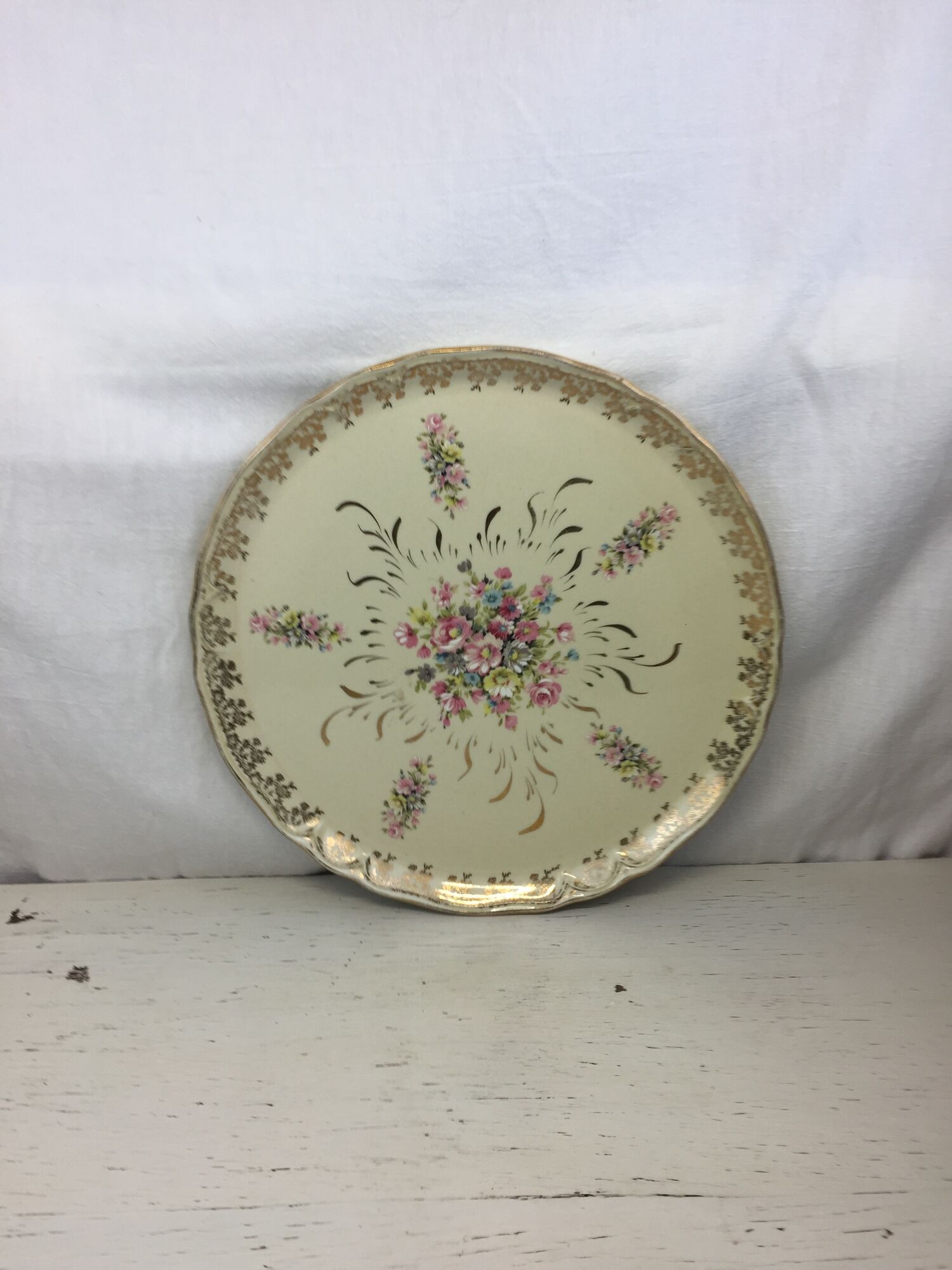 Round dish floral decoration made in france porcelain Limoges