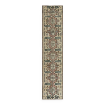 Tapis couloir étroit en laine turque fait main vintage pour la décoration de couloir