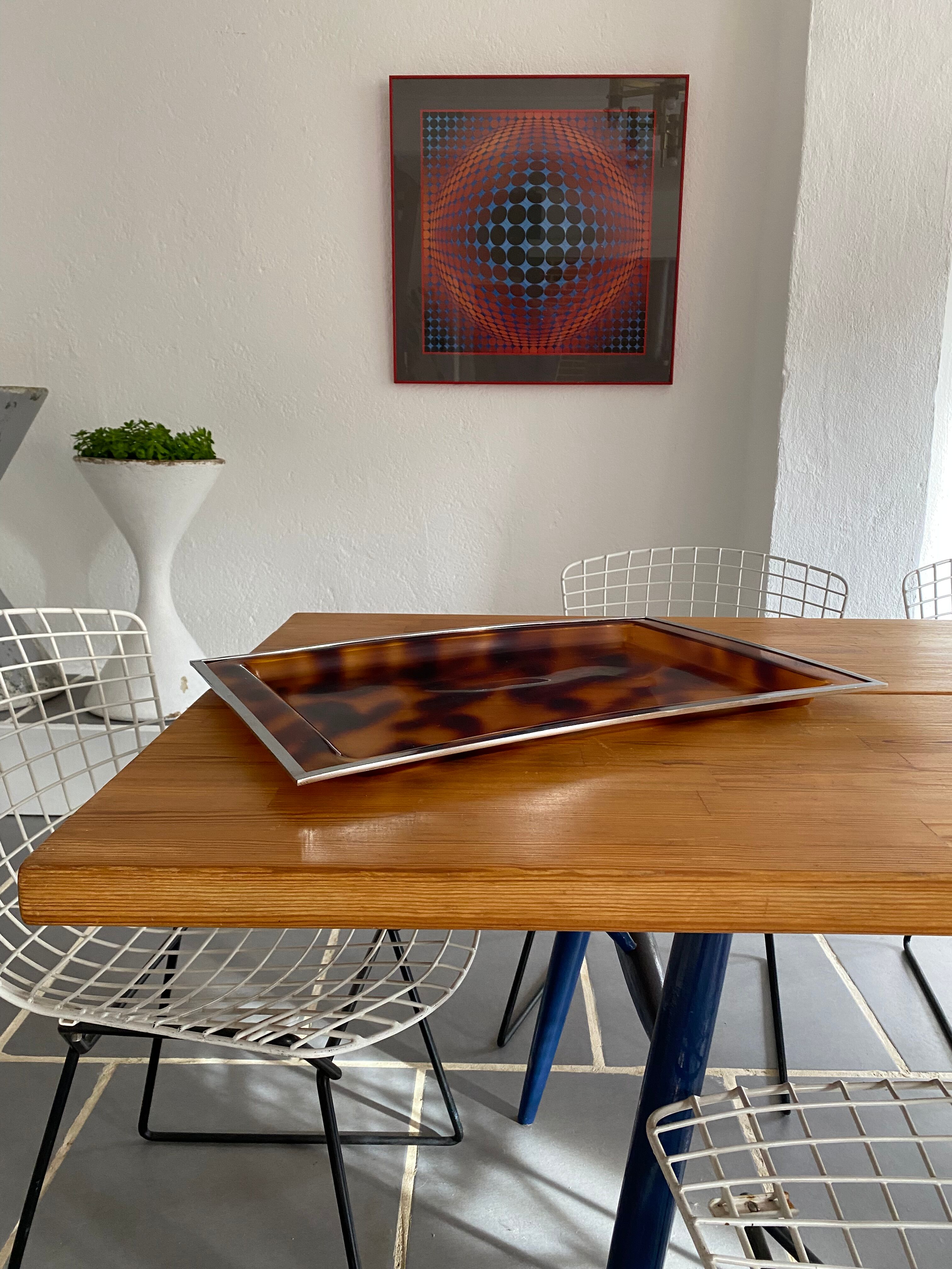 Lucite tray and vintage chrome