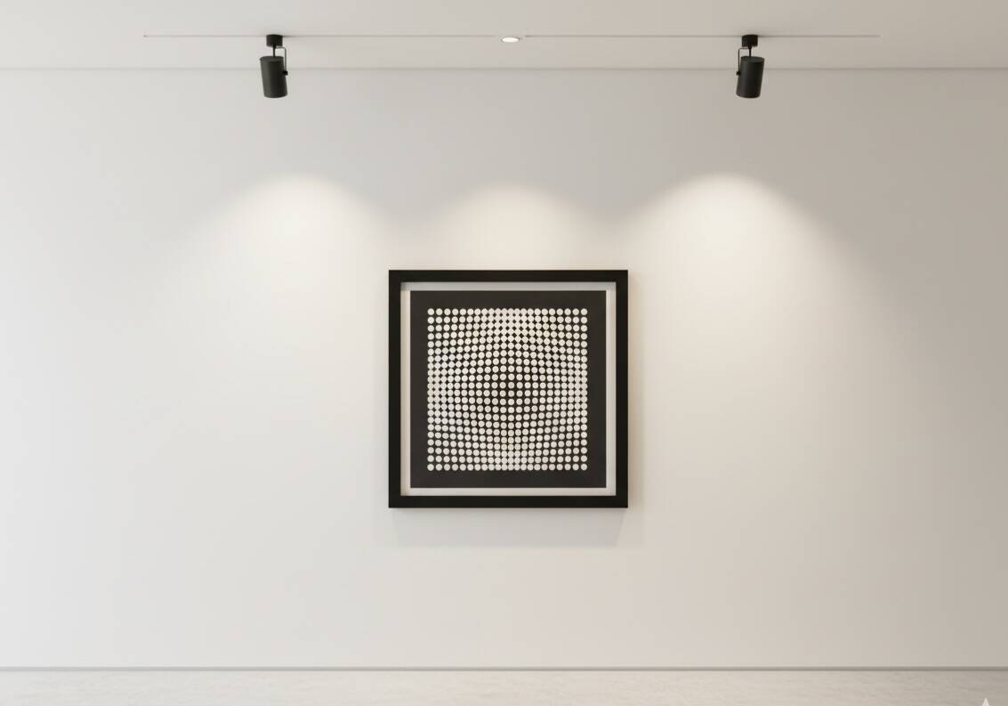 Superb Vasarely "Deep Kinetic" - Light Oak Frame - Ready to hang