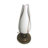 Lampe metal doré réflecteur opaline blanc peint années 70 vintage