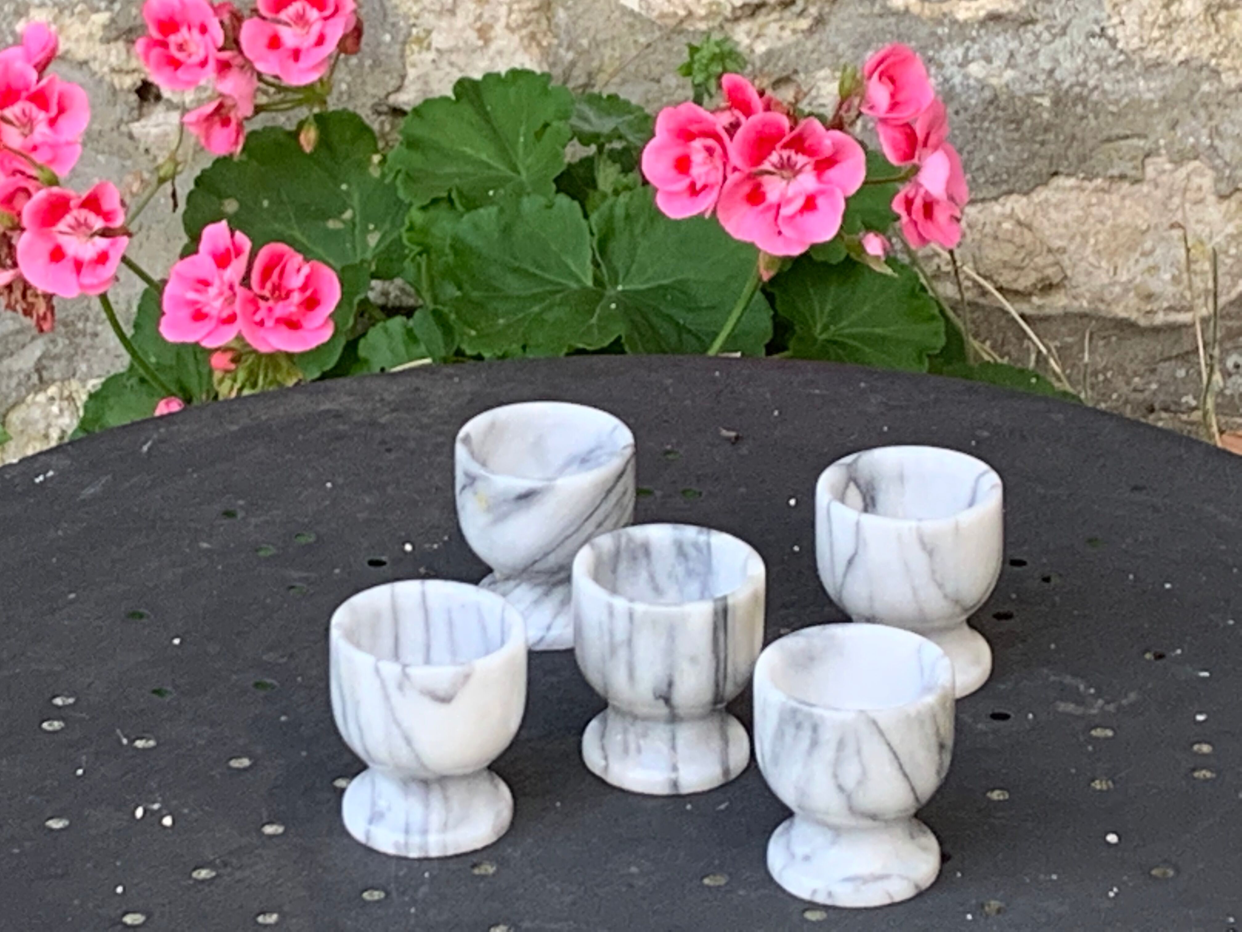 5 vintage marble coquetiers