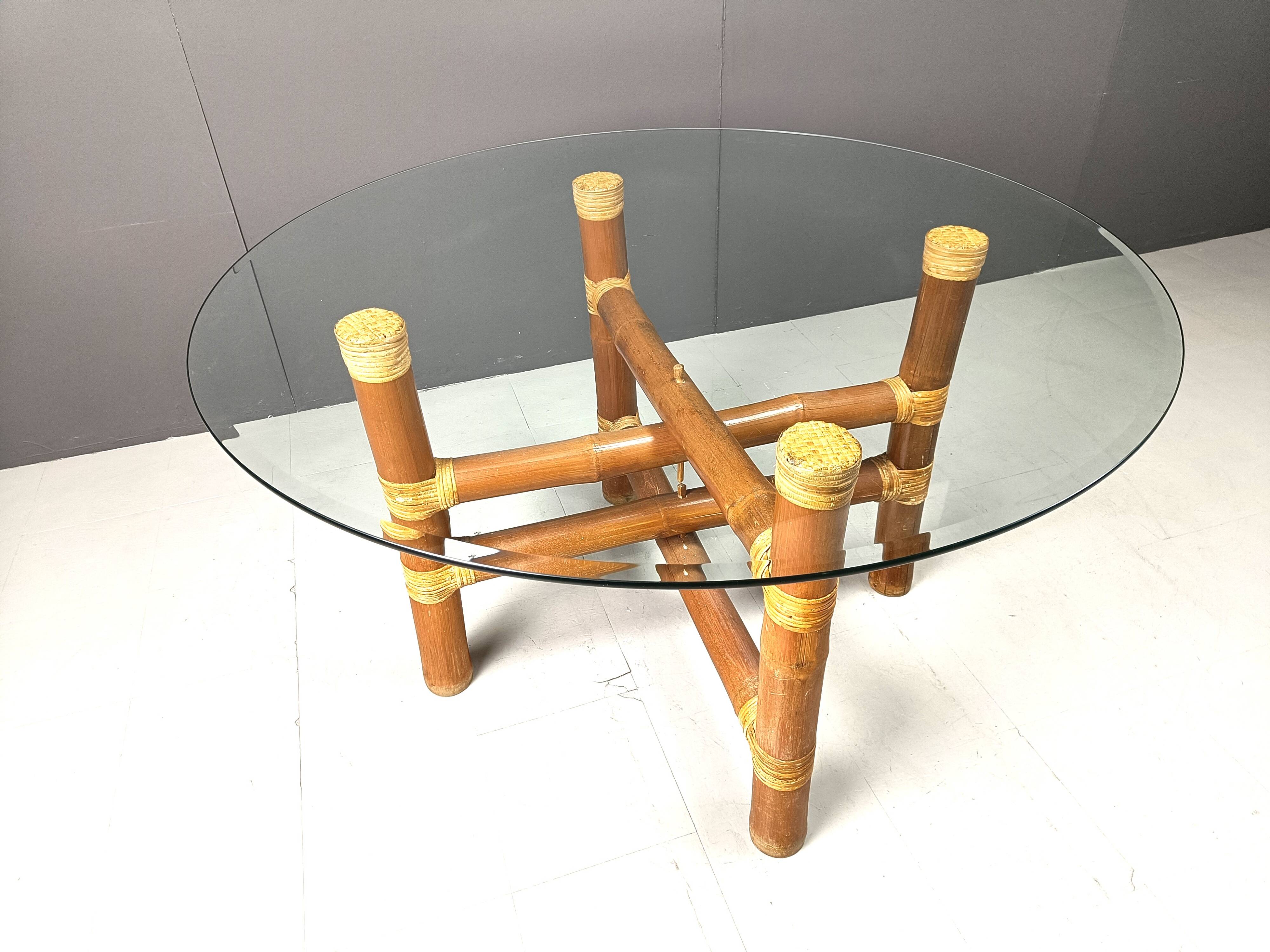 Vintage bamboo dining table, 1970s
