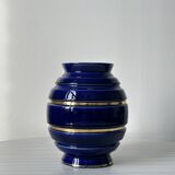 Royal blue vase with gold edging