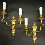 Pair of large Louis XVI style wall lights from the 19th century - gilded bronze
