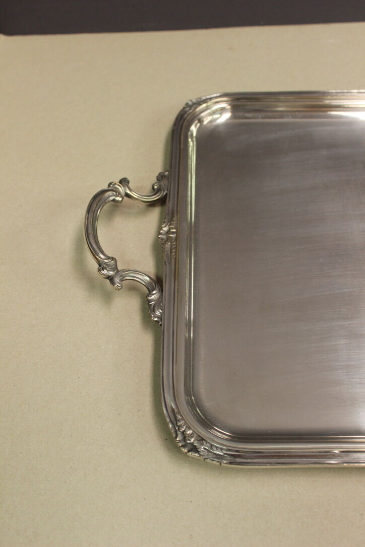 Louis XV style service tray in silver metal around 1900