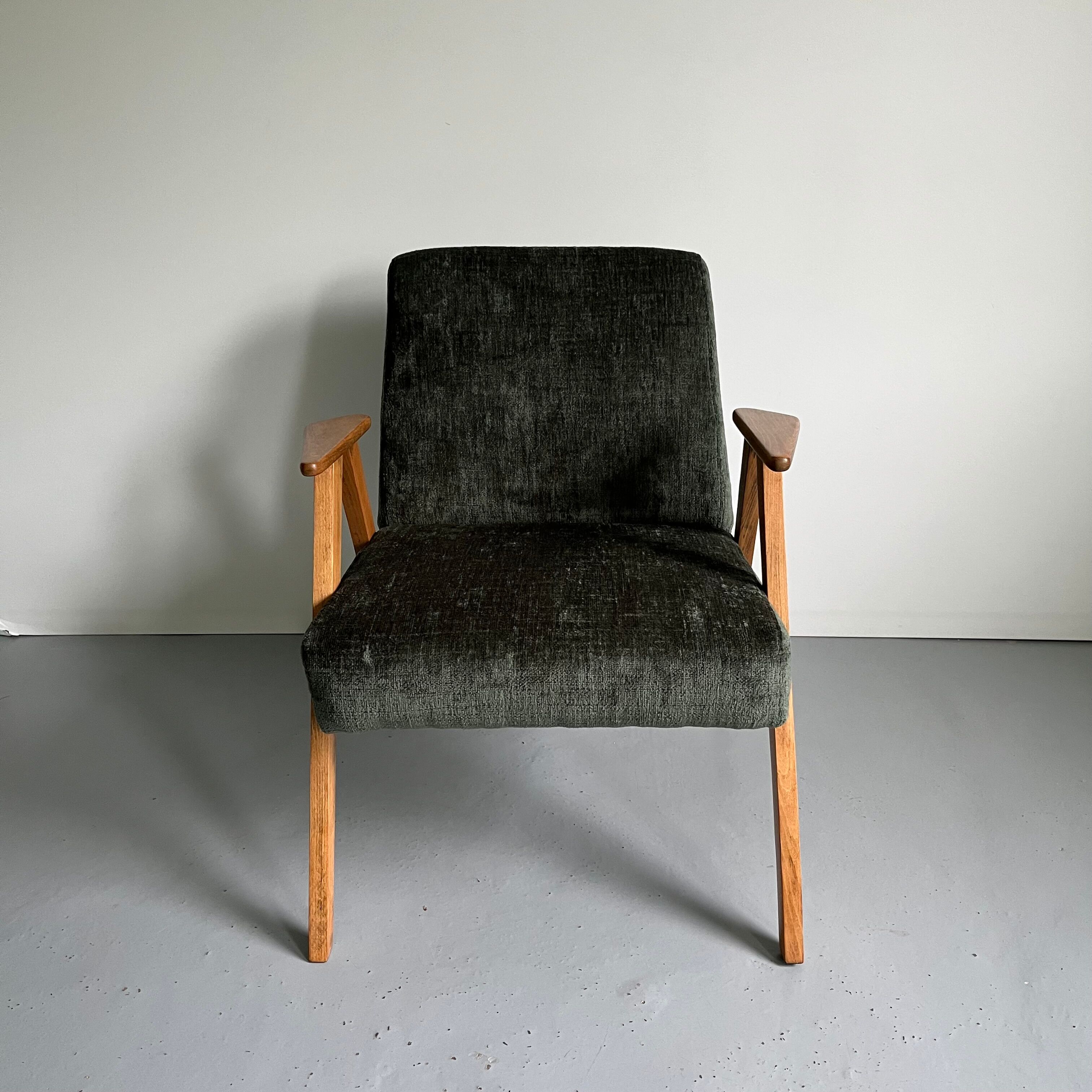 Restored Vintage Mid Century Modern Armchair, Forest Green Lounge Chair