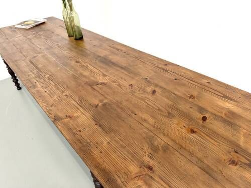 Farm table of 4 metres in solid pine, around 1900.