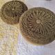 Duo pouf et coussin assorti velours vert olive