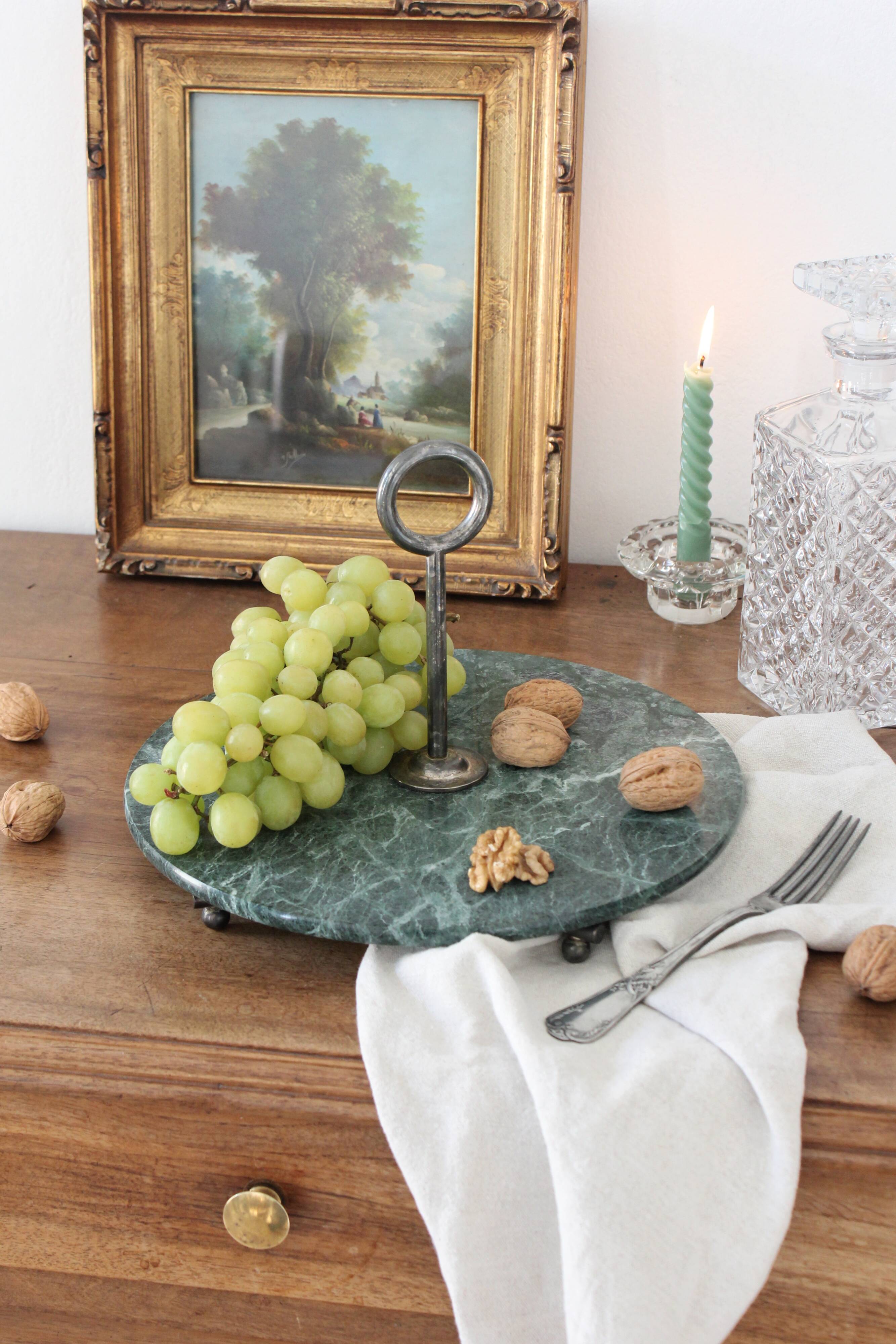 Plateau à fromage en marbre vert vintage